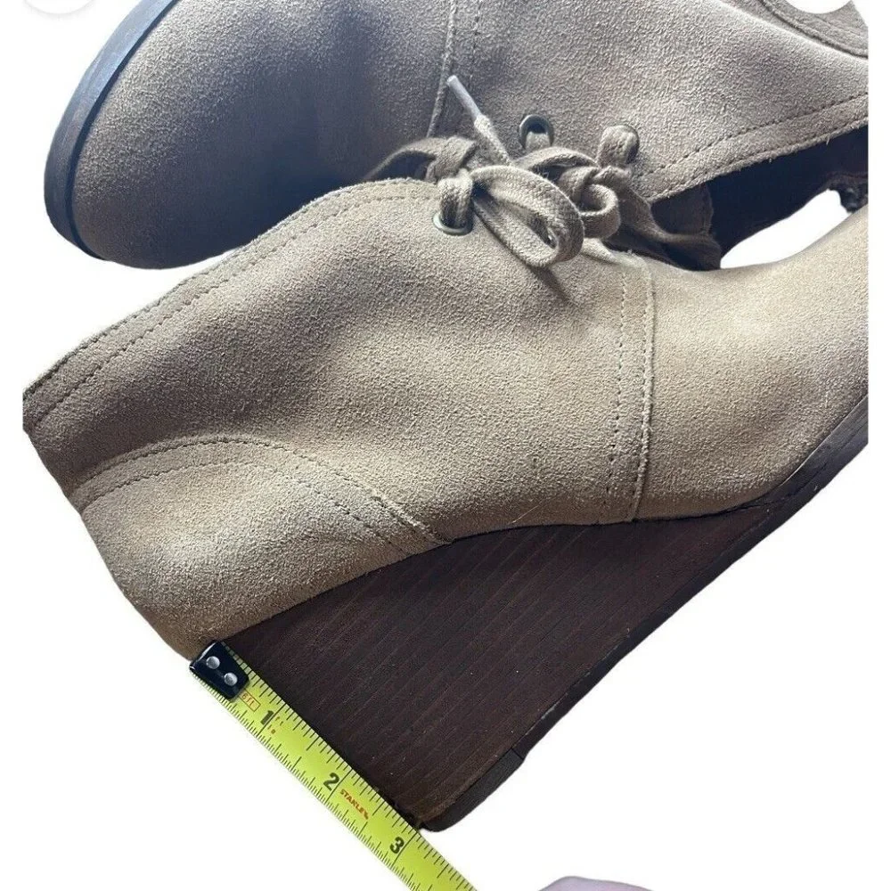 Lucky Brand Boots Women Size 10 Swayze Brown Wedge Heel Ankle Suede Leather‎